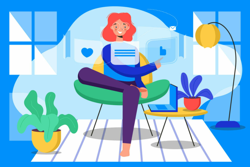 The image features a modern workspace with screens displaying web design services, digital marketing agency graphics, and charts for SEO optimization, social media marketing, and PPC advertising.