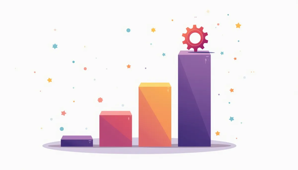 Affordable Ai Automation For Small Business: Start Free 1 Illustration of a four-step staircase with growing gears, showing a staged ai budget
