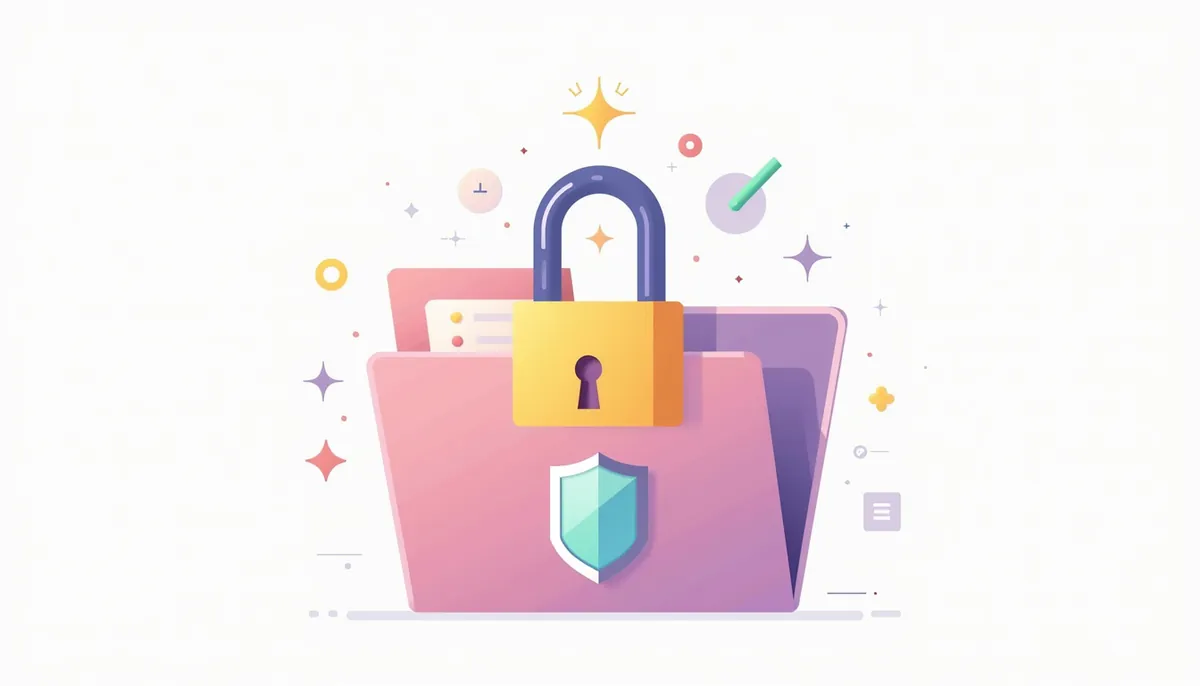 12 Ai Tips For Small Business Owners Short On Time 3 Illustration of a padlock and shield over a folder, showing data privacy