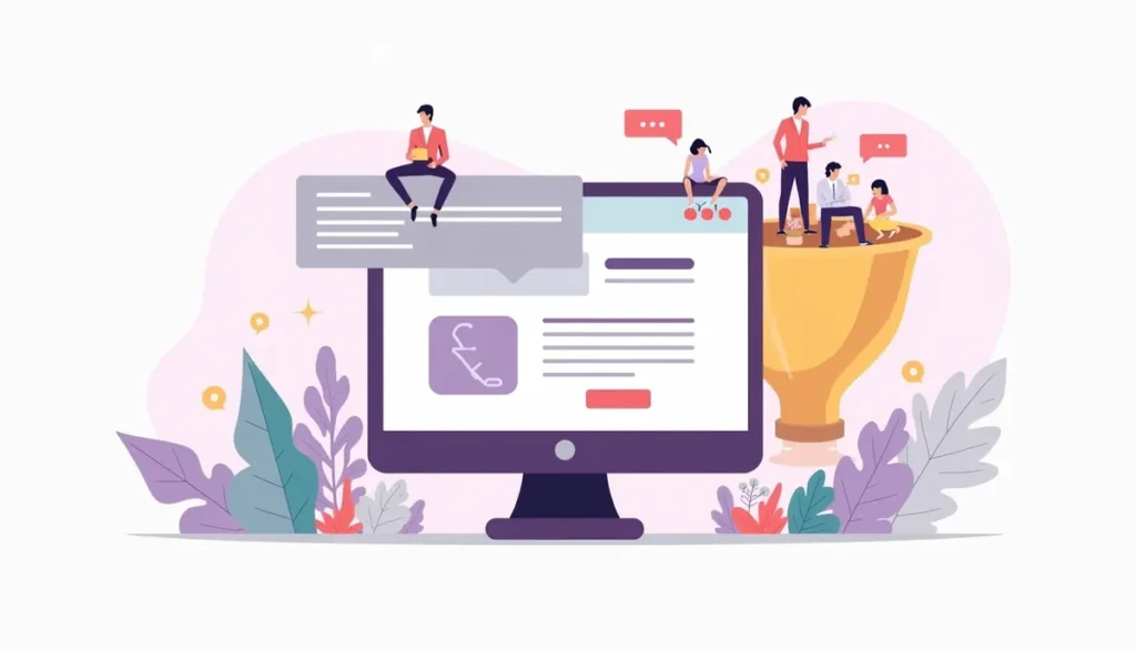Illustration of website visitors flowing through a funnel into leads