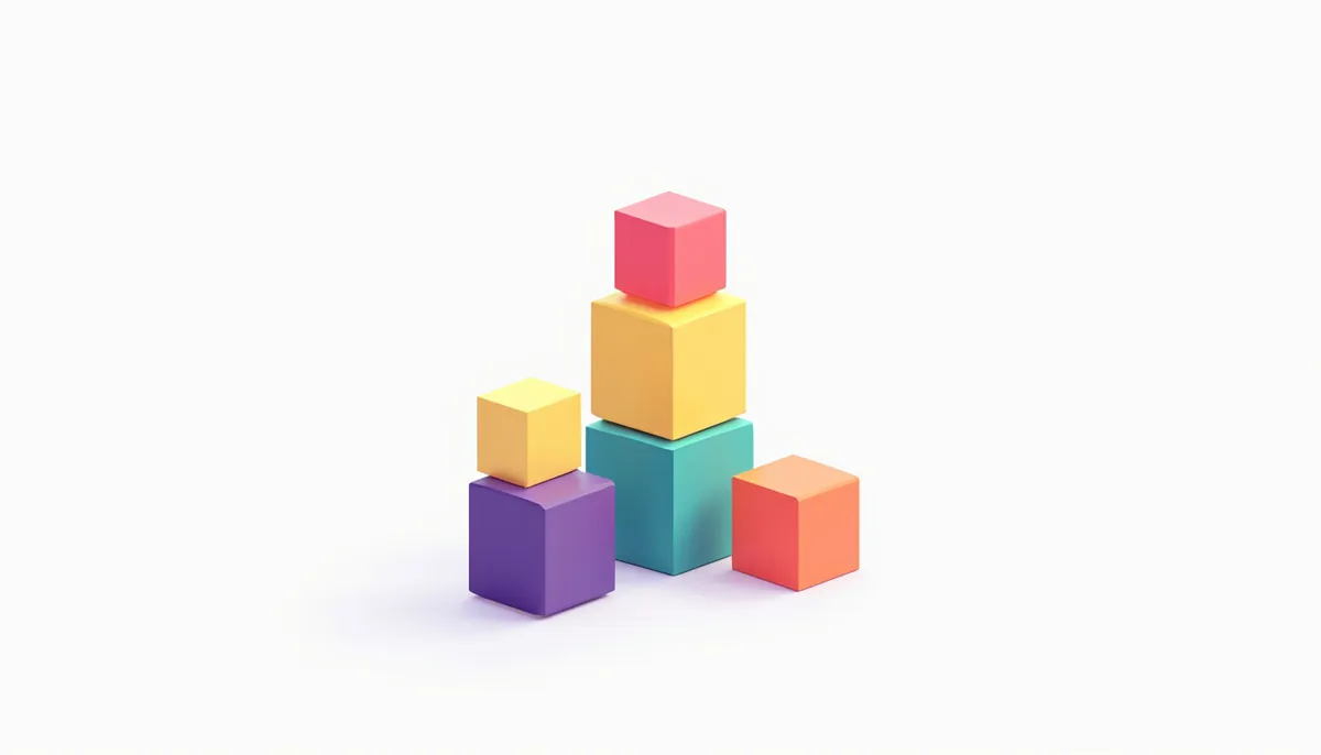 Illustration of colored blocks stacked unevenly, standing for the parts of a crm bill