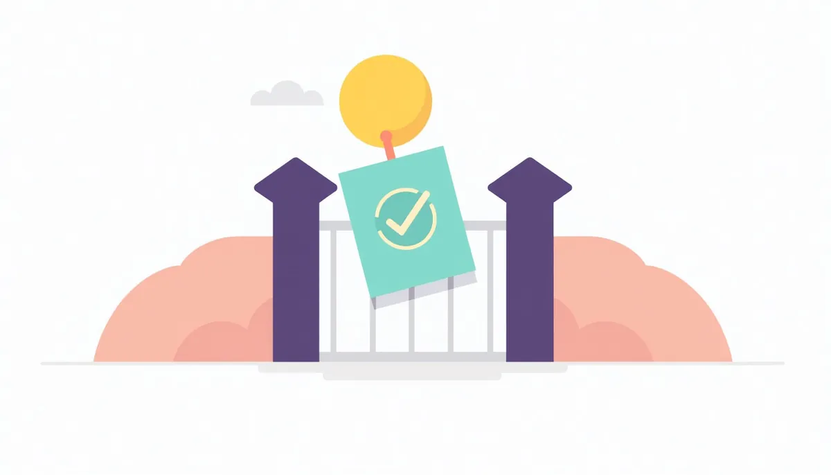 Sales Pipeline Automation: What To Automate At Each Stage 1 Illustration of a card marked with a check passing through a gate