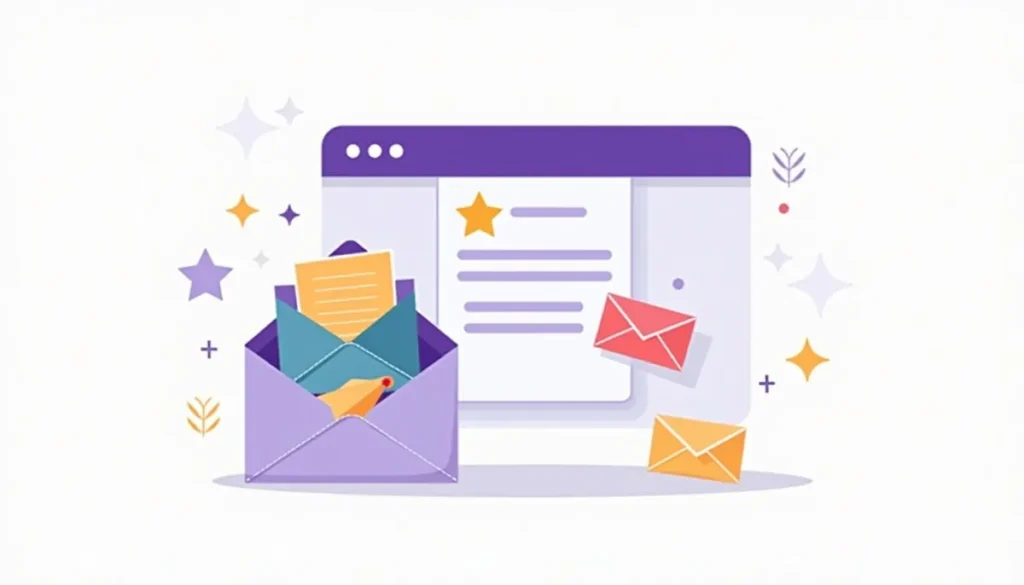 Illustration of a website sign-up form feeding an email list