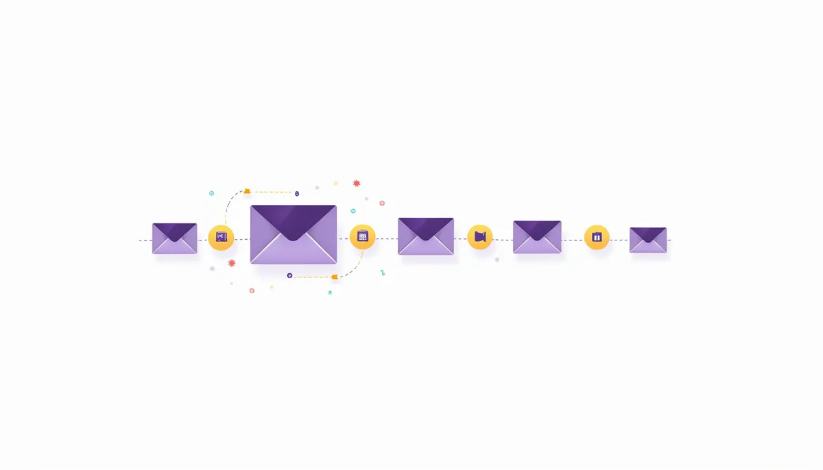 Email Marketing For Small Business: A 30-Day Start Plan 4 Illustration of a four-email welcome series on a timeline