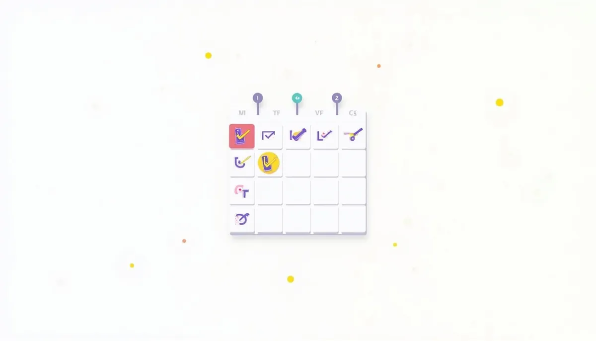 Illustration of a weekly calendar with a few planned posts