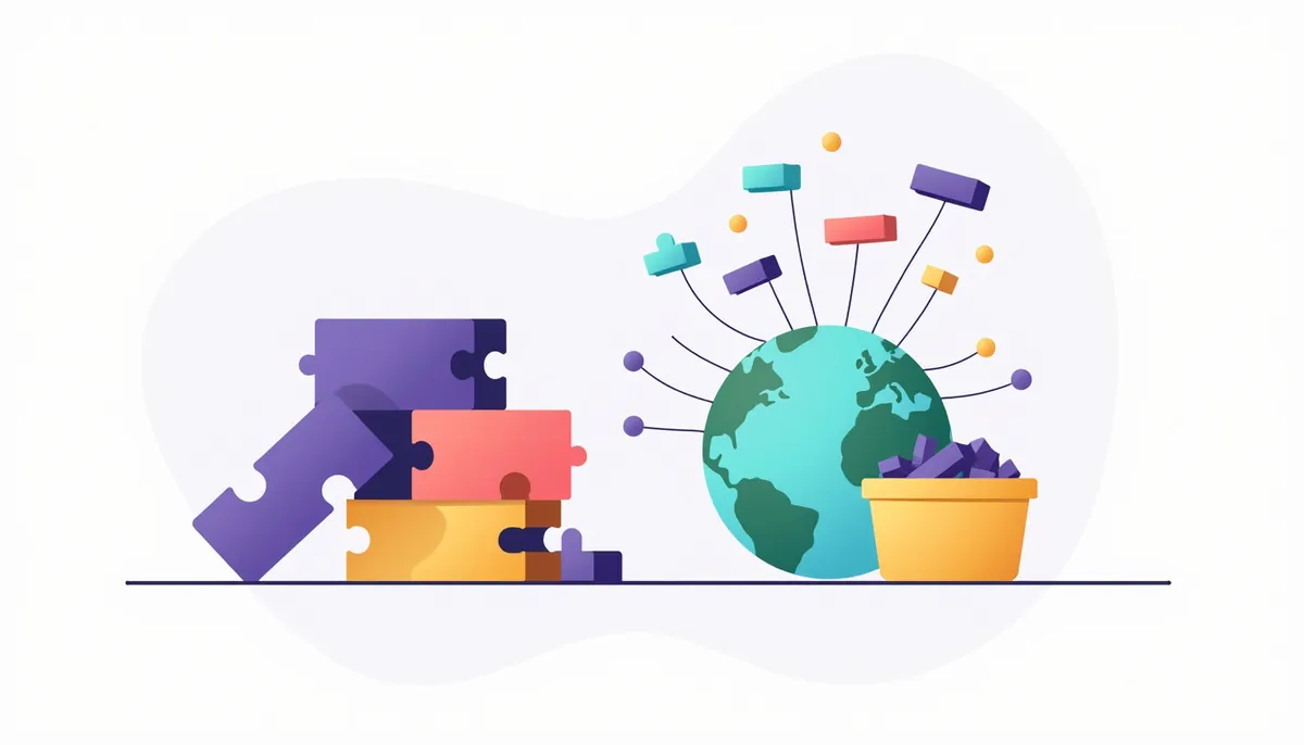 How To Speed Up Wordpress: A 12-Step Checklist For 2026 4 Illustration of unused plugin blocks being removed and a globe with connected cdn server nodes