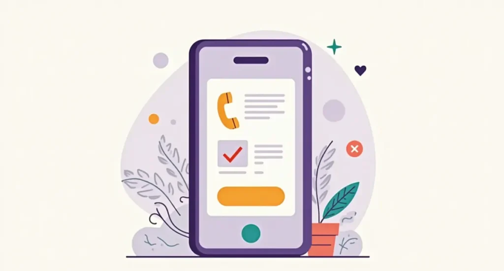 Illustration of a phone showing a clean page with a large button