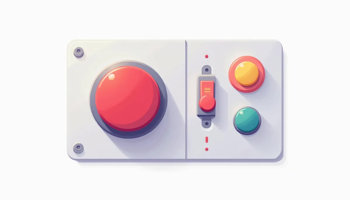Small Business Automation With Ai: Build Your First Workflow 3 Illustration of a stop button, a shield and a switch, showing automation guardrails