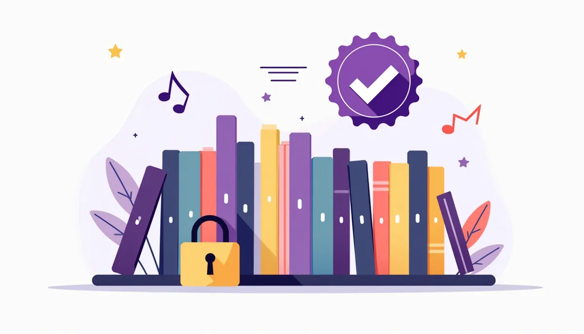 5 Tiktok Tools For Small Business Worth Using In 2026 4 Illustration of a library of cleared music with a checkmark