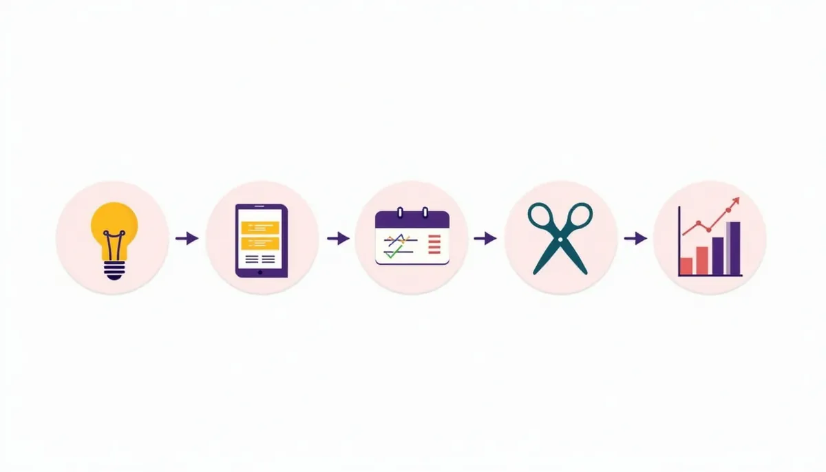 5 Tiktok Tools For Small Business Worth Using In 2026 2 Illustration of a five-step video workflow from idea to analytics
