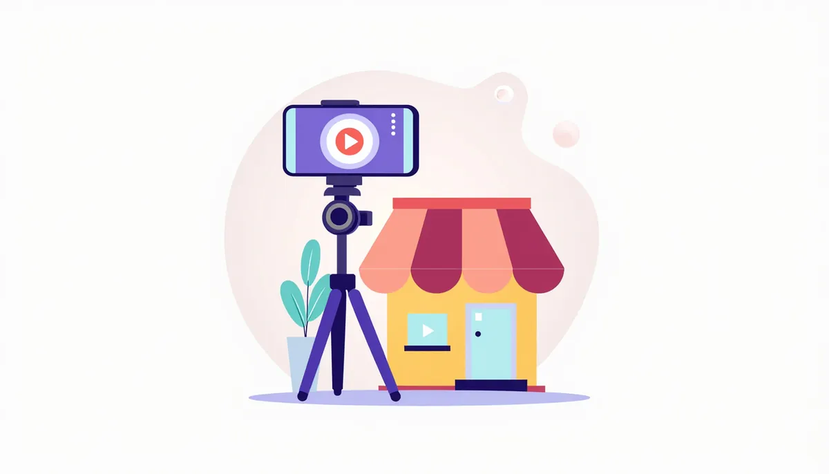 Illustration of a phone on a tripod filming a small business