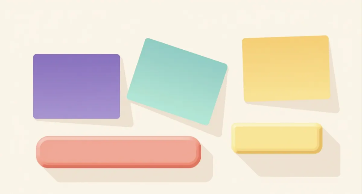 Illustration of a three-color palette and two font samples beside a button