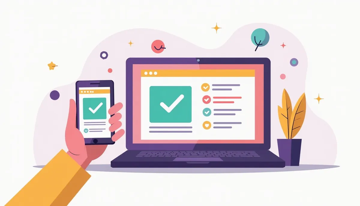What Is Responsive Web Design? (And How To Test Yours) 3 Illustration of a phone and a laptop each showing a green check mark